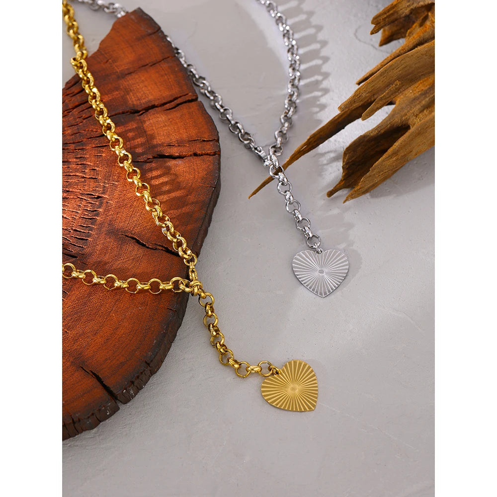 Ridged Heart Convertible Necklace