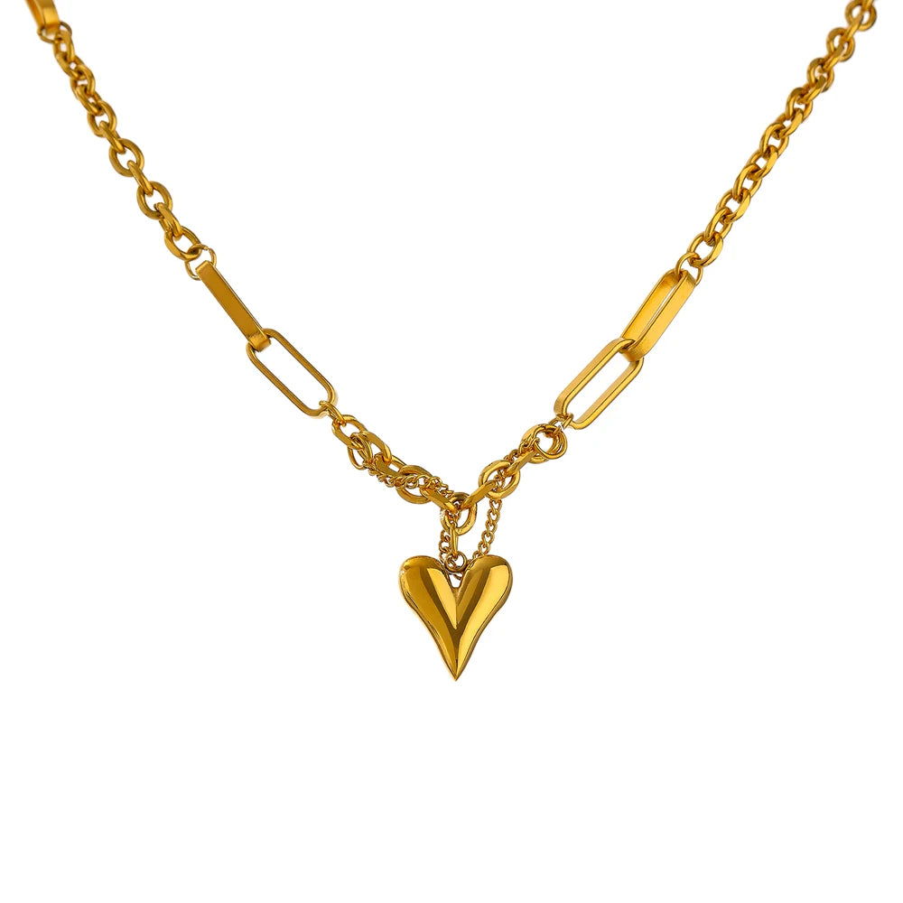Pointed Heart Chain Necklace
