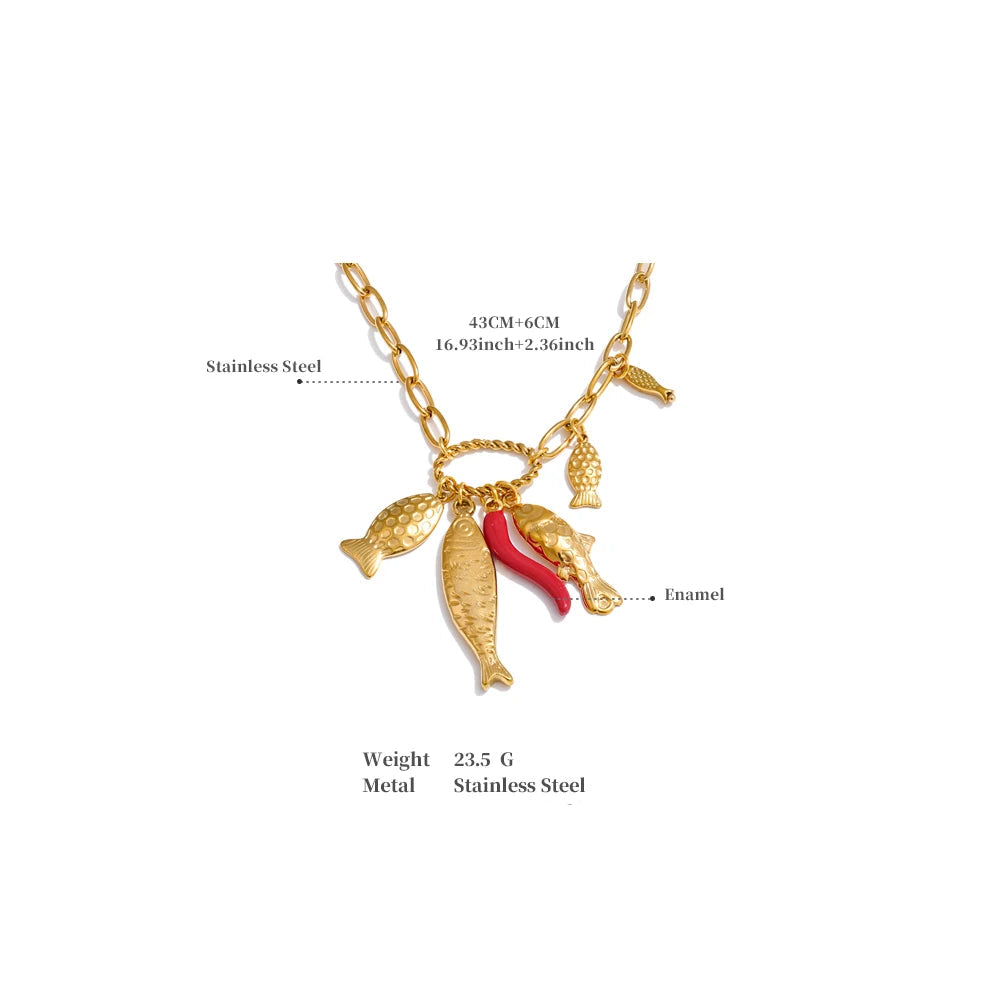 Jonah Fish and Coral Necklace