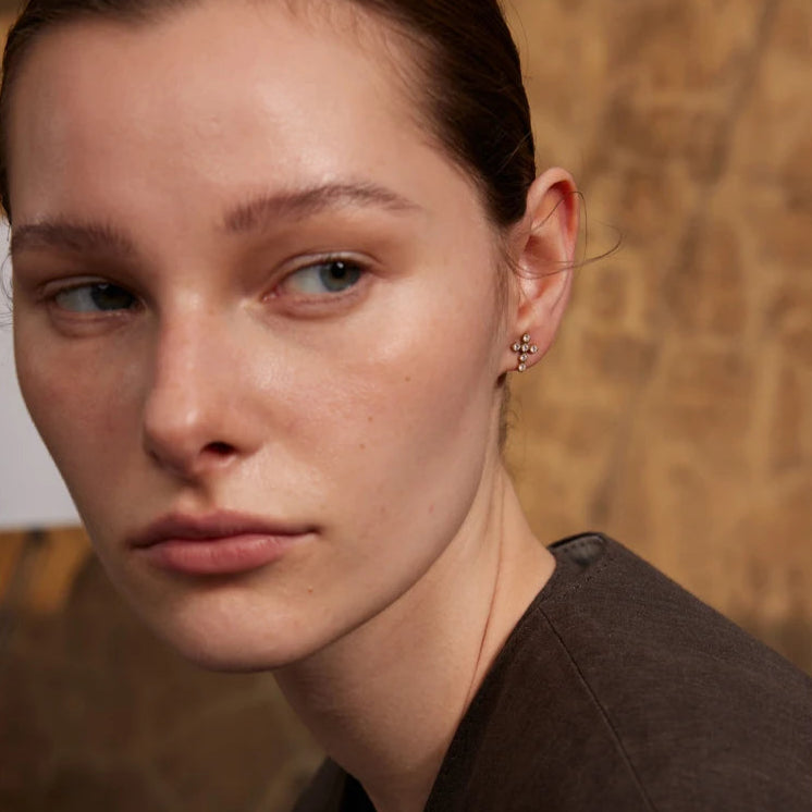 Mini Bezel Cross Stud Earrings