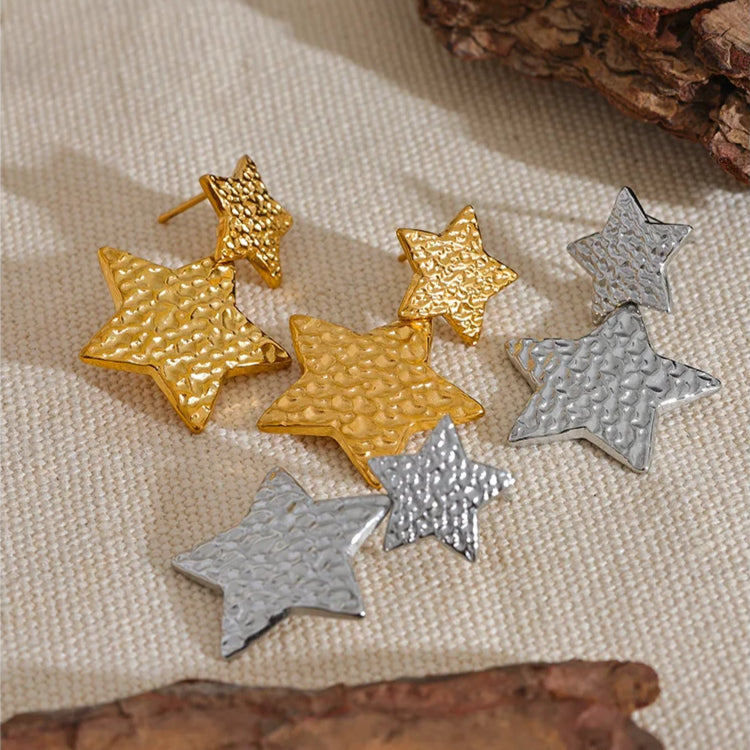 Apollonia Double Star Drop Earrings