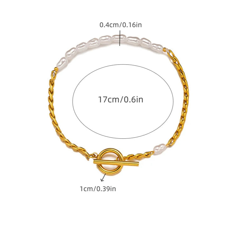 Asuka Pearl Gold Toggle Chain Bracelet