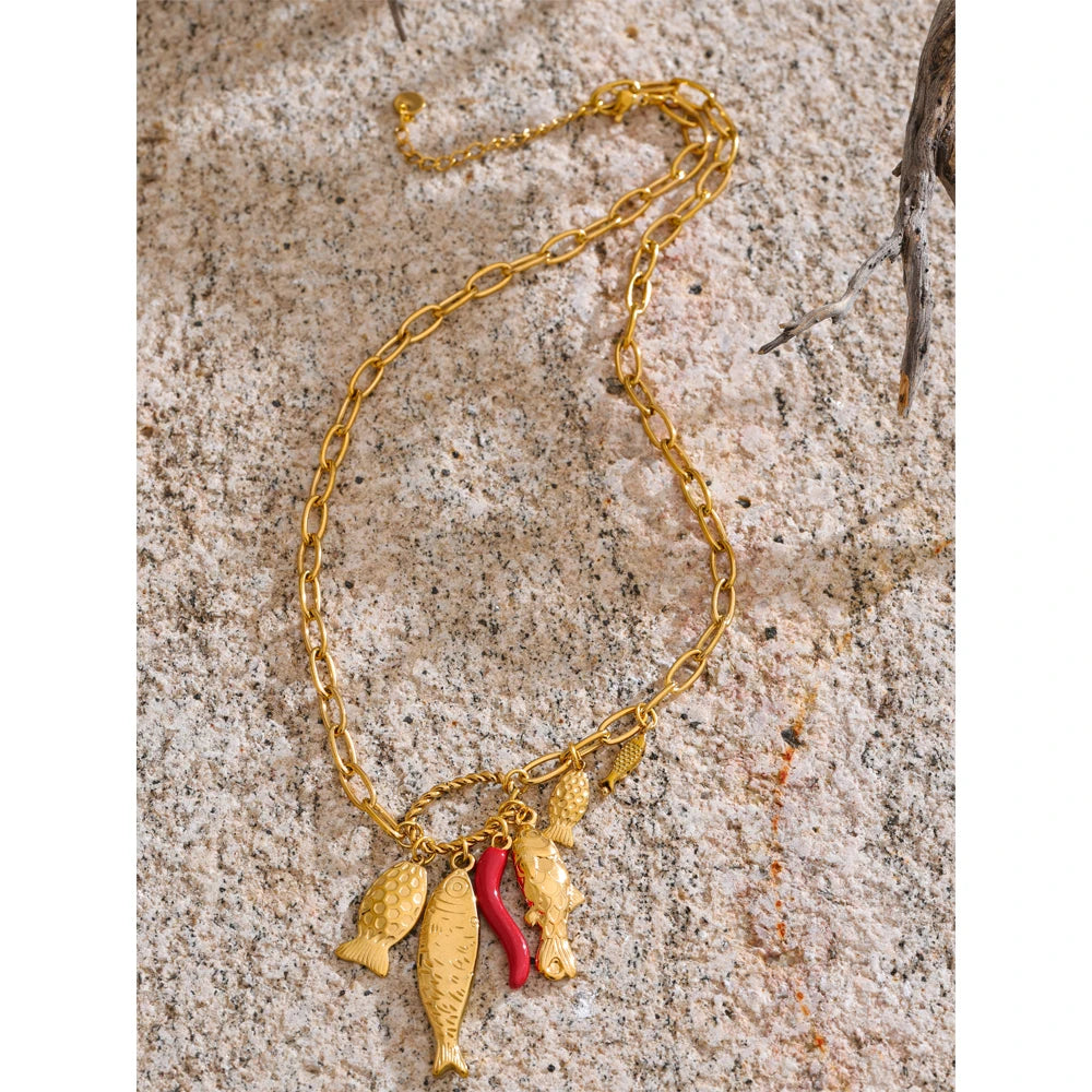 Jonah Fish and Coral Necklace