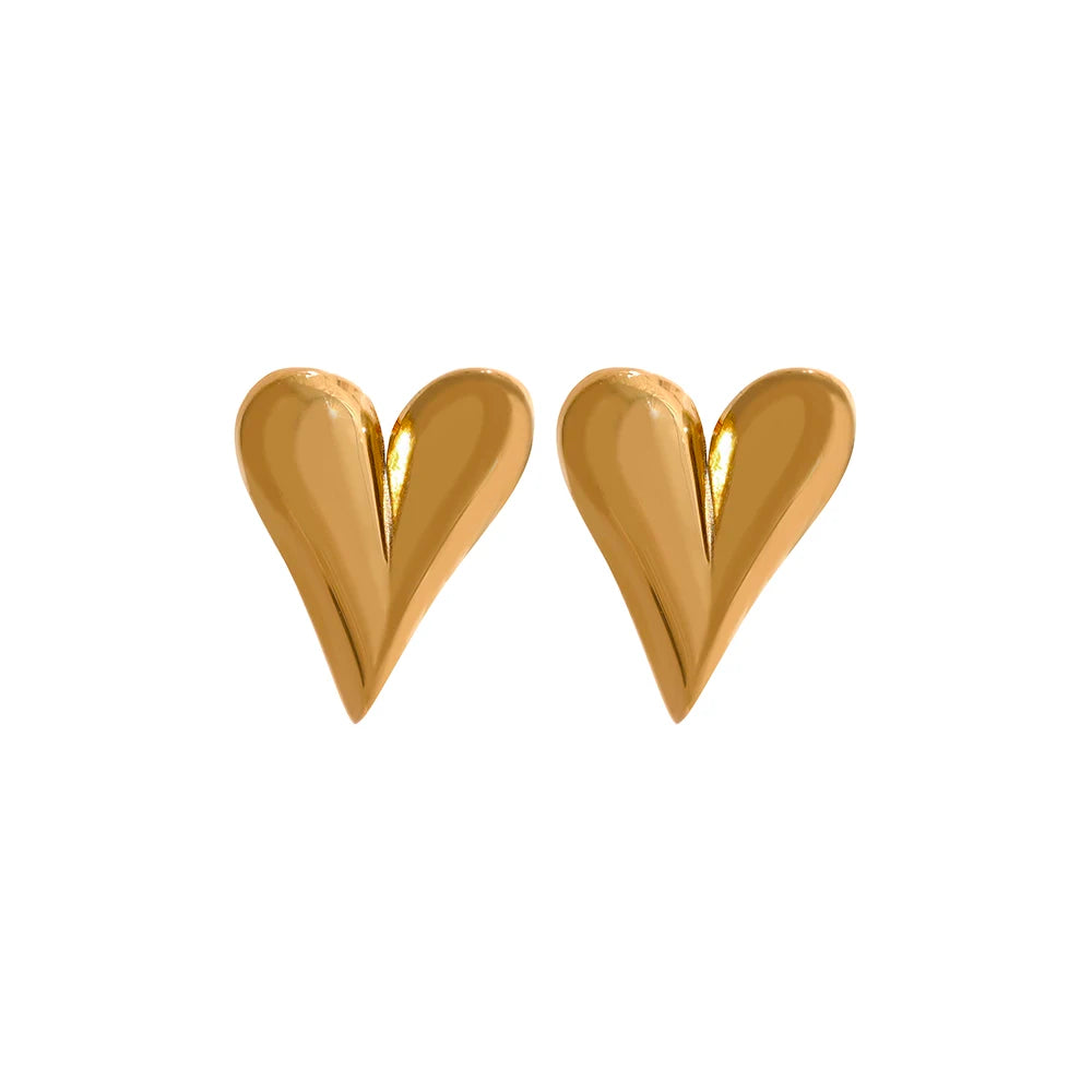 Pointed Heart Earrings | Studs or Huggie Hoops