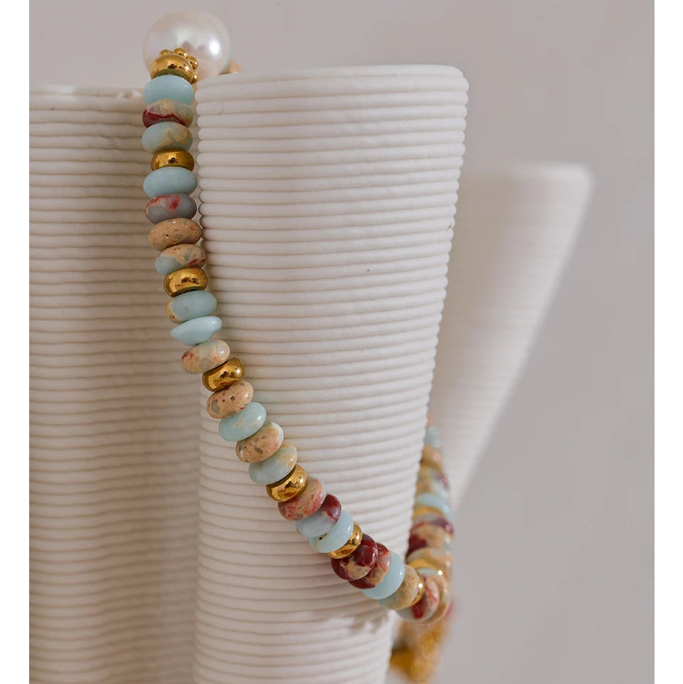 Aiko Natural Stone Freshwater Pearl Necklace