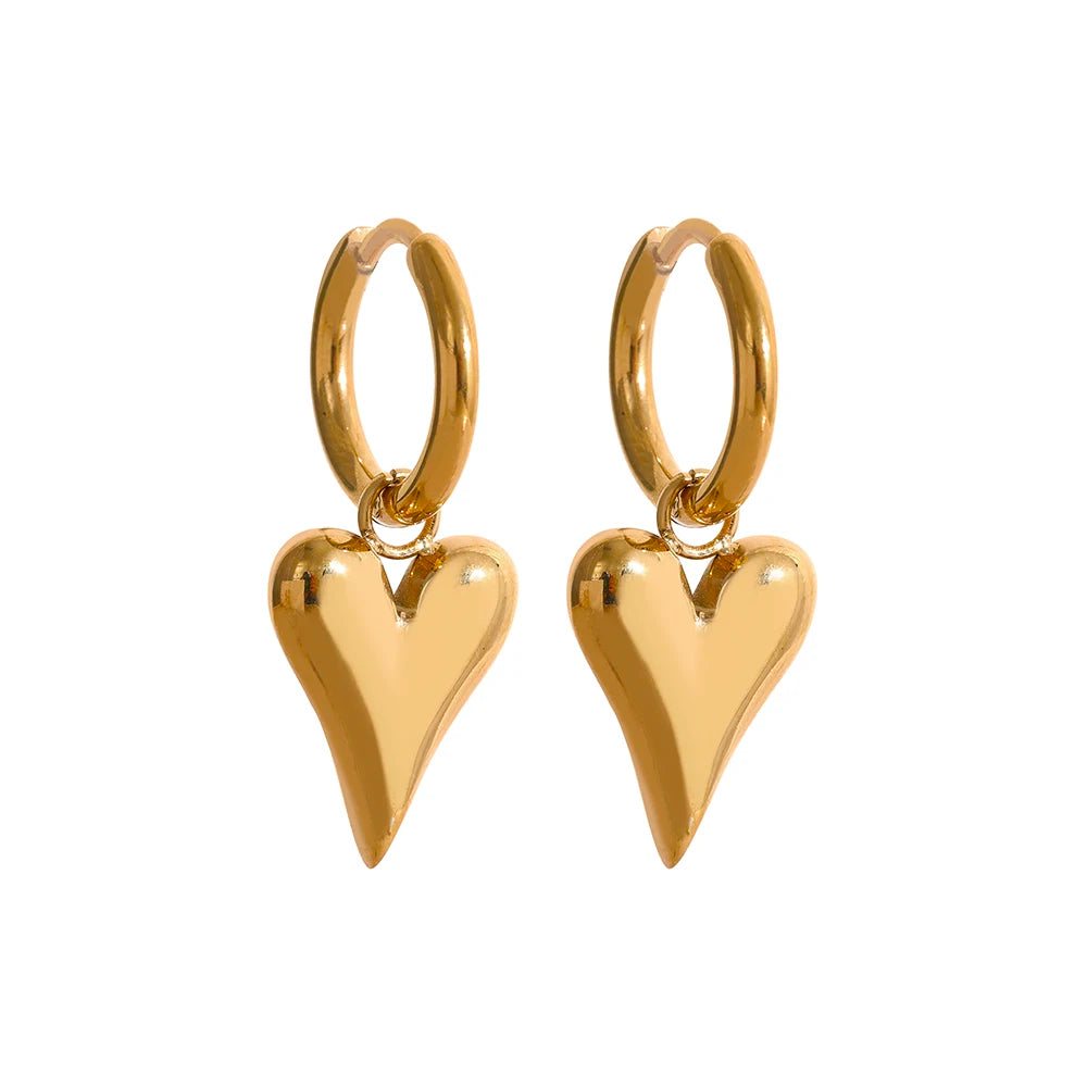 Pointed Heart Earrings | Studs or Huggie Hoops