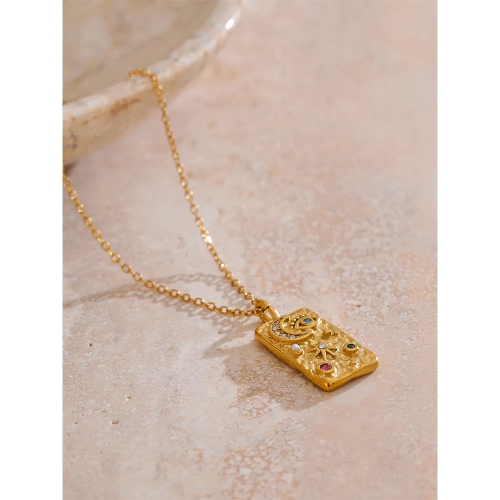 Surya Celestial Gold Tag Necklace