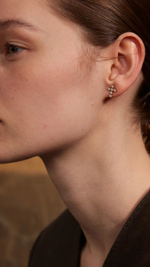 Mini Bezel Cross Stud Earrings