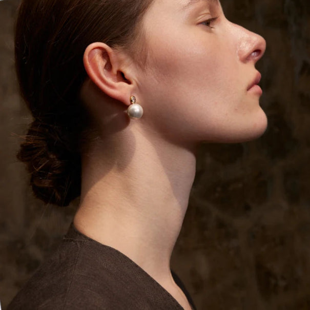 Akira Bezel Stone and Pearl Stud Earrings