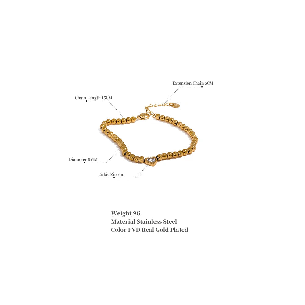 Beaded Bezel Heart Bracelet