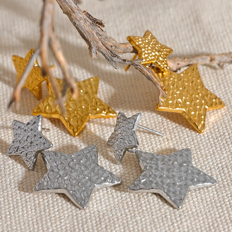 Apollonia Double Star Drop Earrings