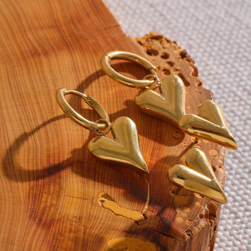 Pointed Heart Earrings | Studs or Huggie Hoops