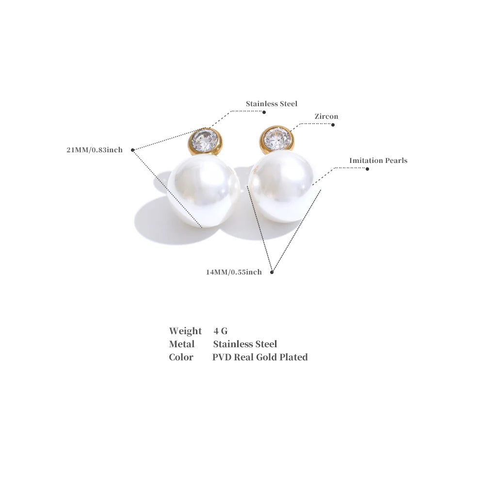 Akira Bezel Stone and Pearl Stud Earrings