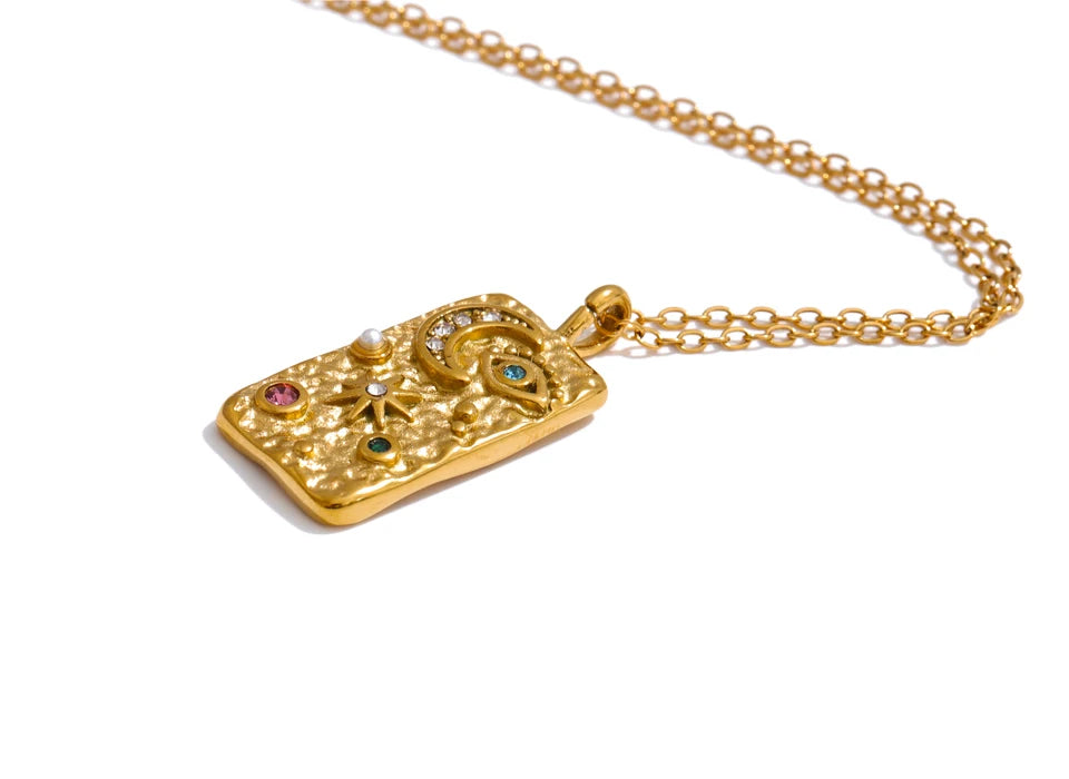 Surya Celestial Gold Tag Necklace