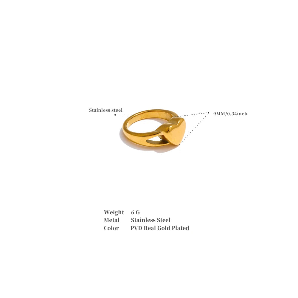 Minimalist Solid Heart Ring