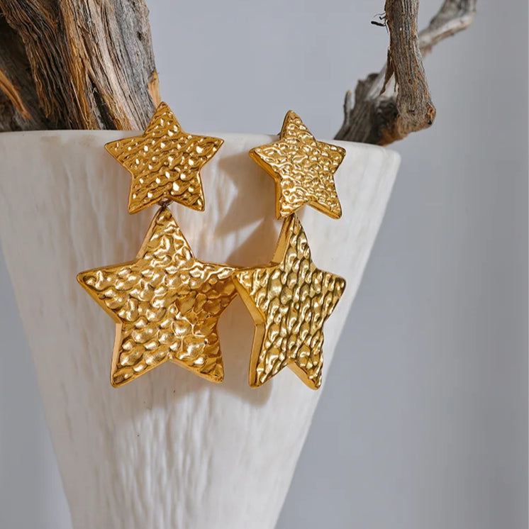 Apollonia Double Star Drop Earrings