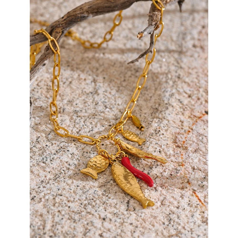 Jonah Fish and Coral Necklace