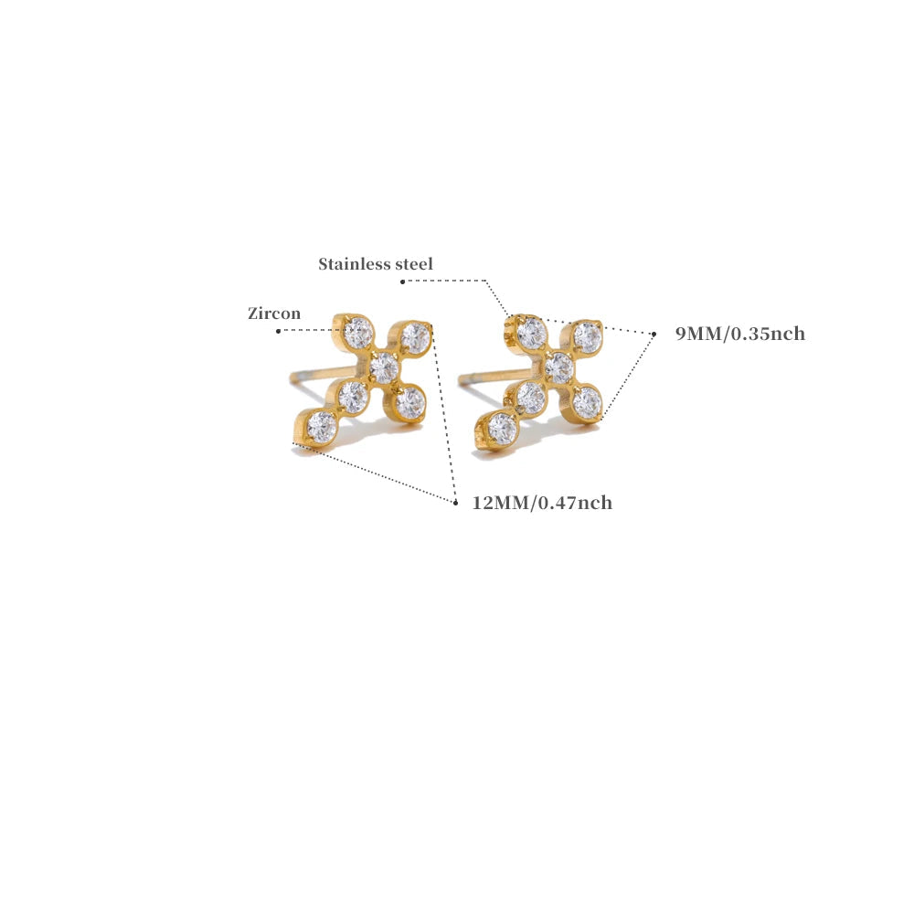 Mini Bezel Cross Stud Earrings