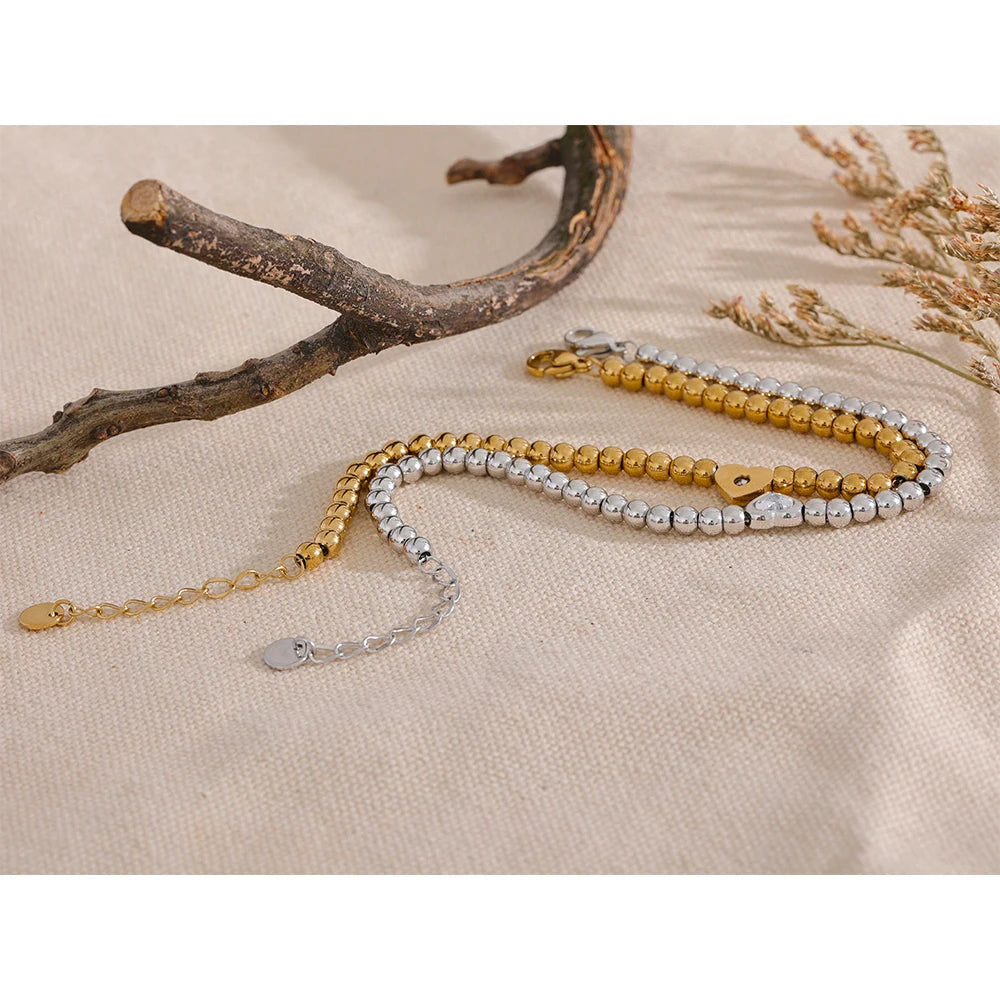 Beaded Bezel Heart Bracelet
