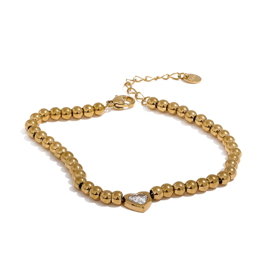 Beaded Bezel Heart Bracelet