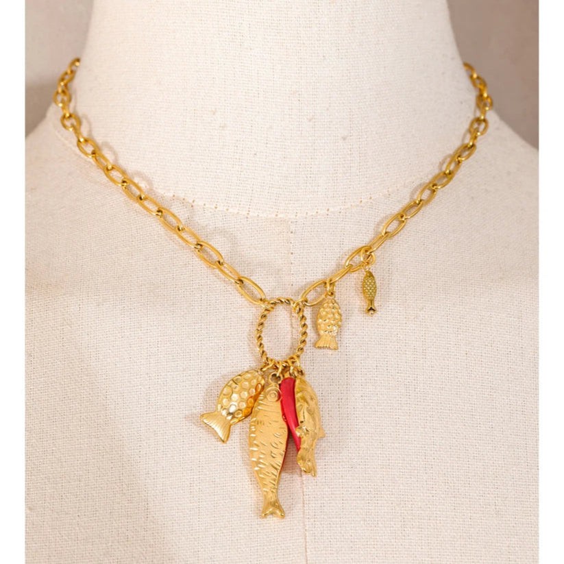 Jonah Fish and Coral Necklace