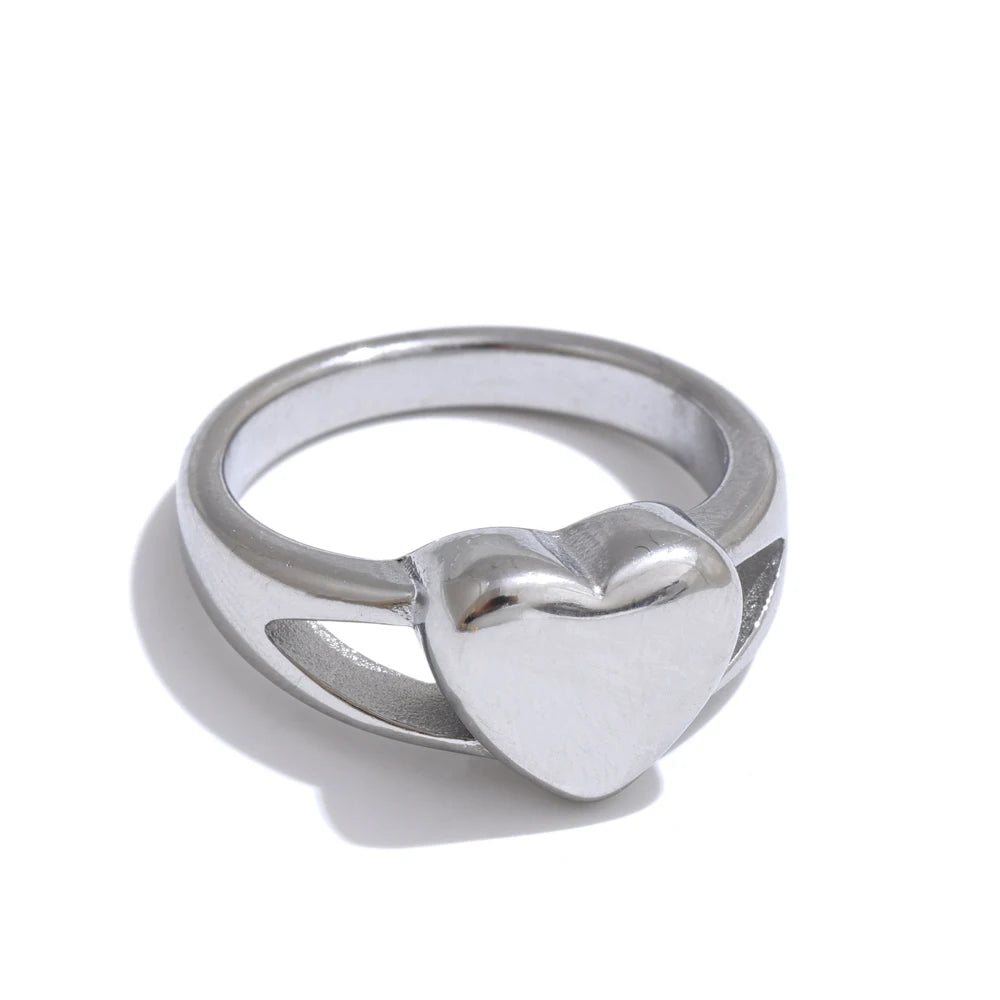 Minimalist Solid Heart Ring