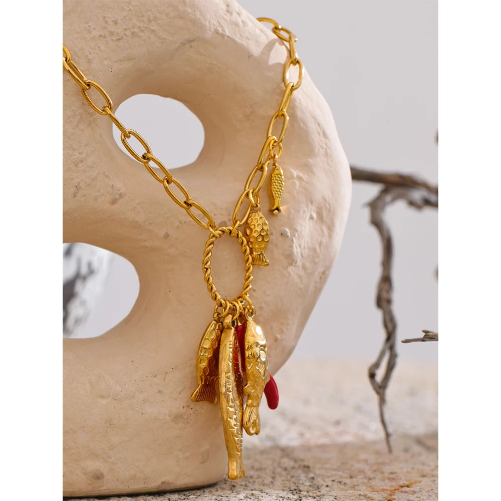 Jonah Fish and Coral Necklace