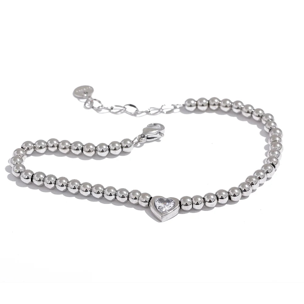 Beaded Bezel Heart Bracelet