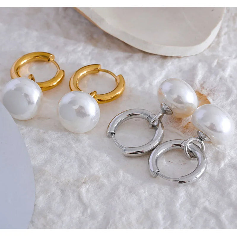 Satomi Pearl Drop Hoops