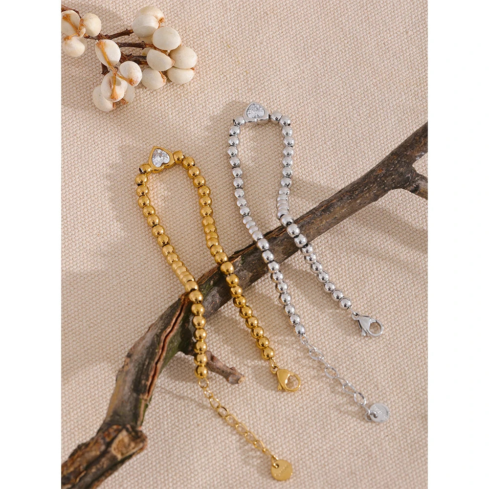 Beaded Bezel Heart Bracelet