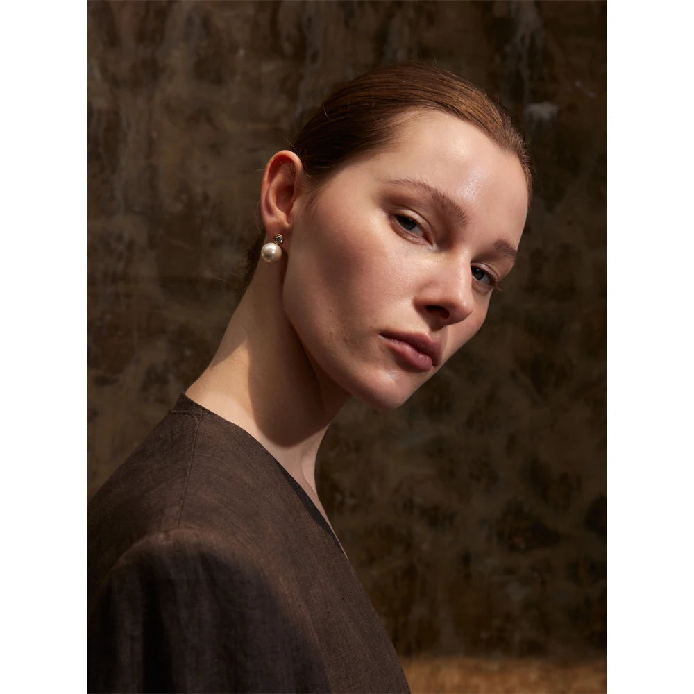 Akira Bezel Stone and Pearl Stud Earrings