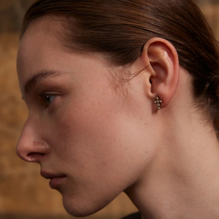 Mini Bezel Cross Stud Earrings
