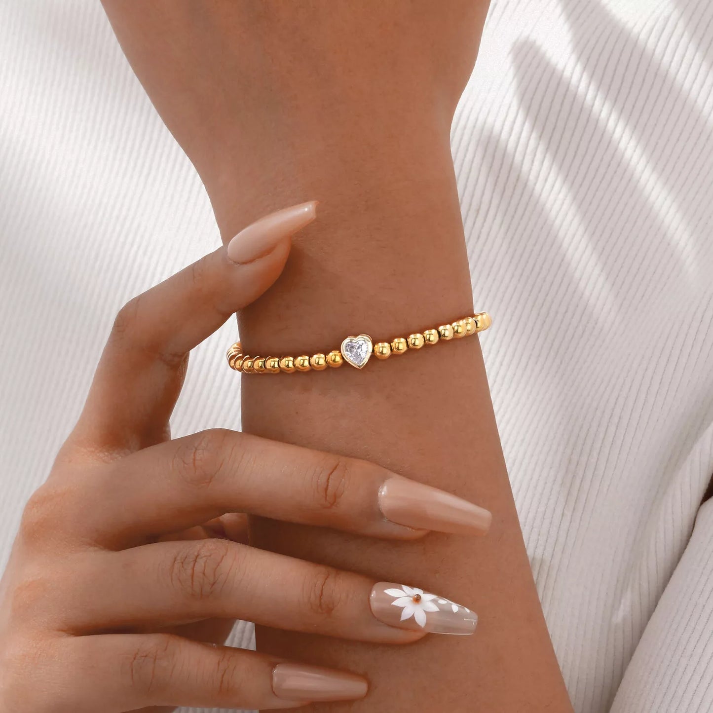 Beaded Bezel Heart Bracelet