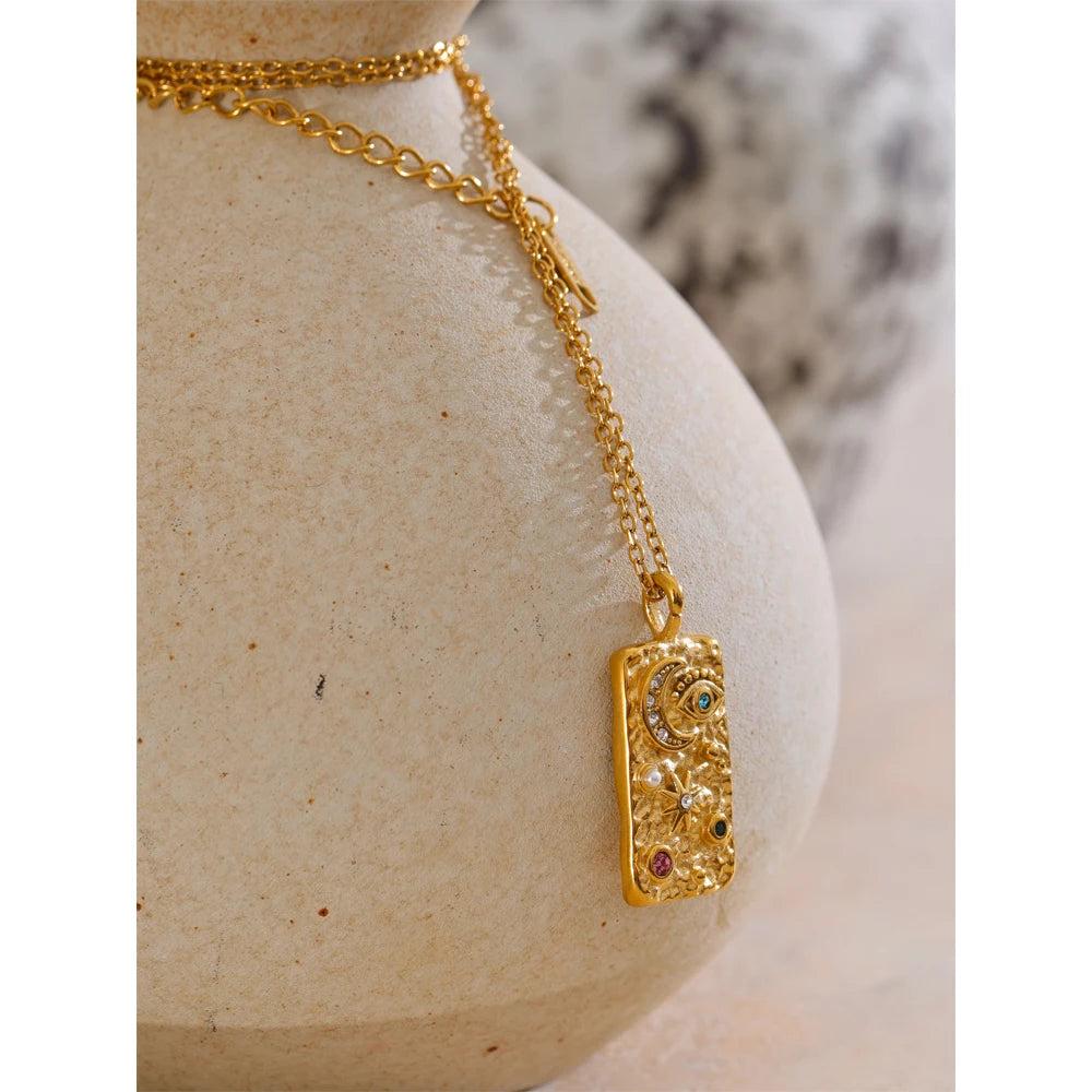 Surya Celestial Gold Tag Necklace