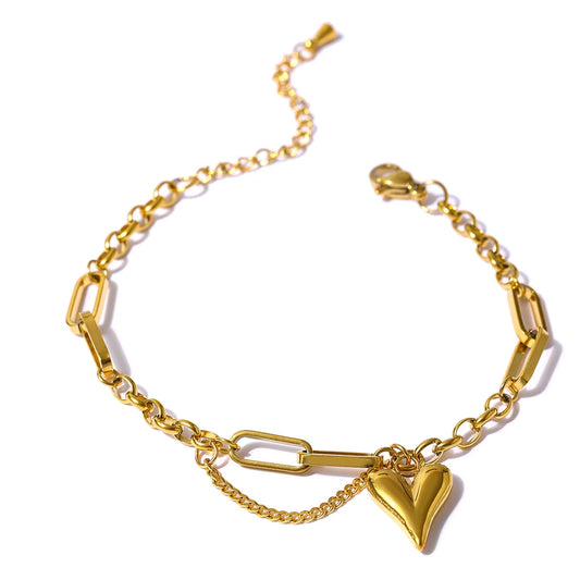 Pointed Heart Chain Charm Bracelet