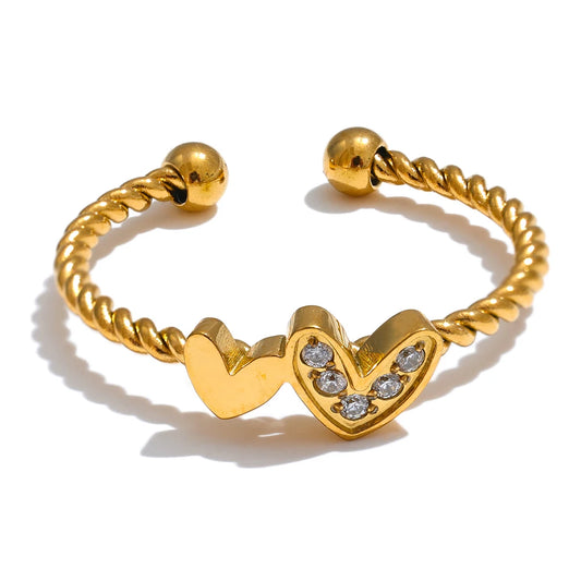 Double Heart Twist Ring