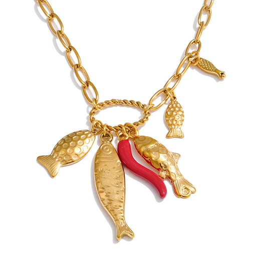 Jonah Fish and Coral Necklace