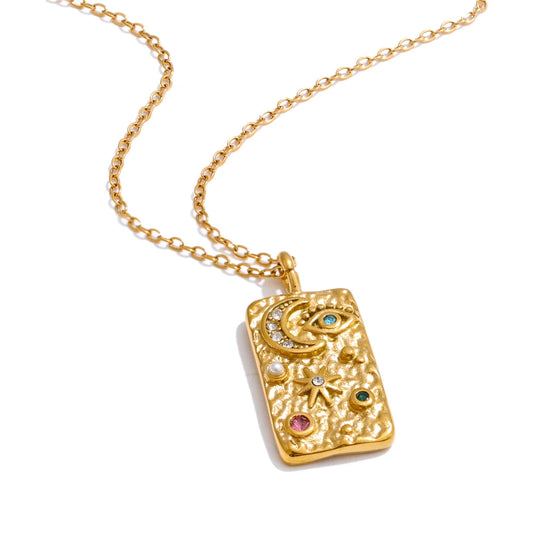 Surya Celestial Gold Tag Necklace