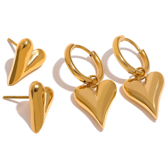 Pointed Heart Earrings | Studs or Huggie Hoops